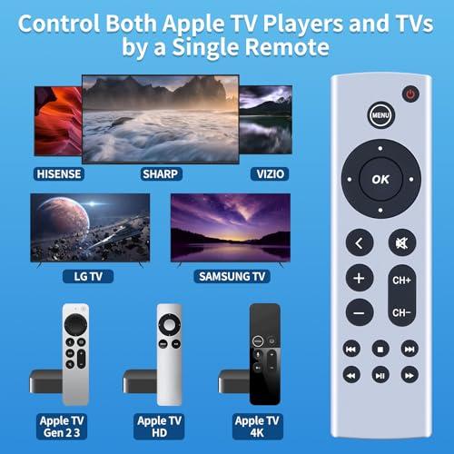 PZL Universal Replacement Remote Control fit for Apple TV Gen 1 2 3 4, for Apple TV 4K/ HD A1427 A1469 A1378 A1218 A2843 A2737 A2169 A1842 A1625 (No Voice Function)