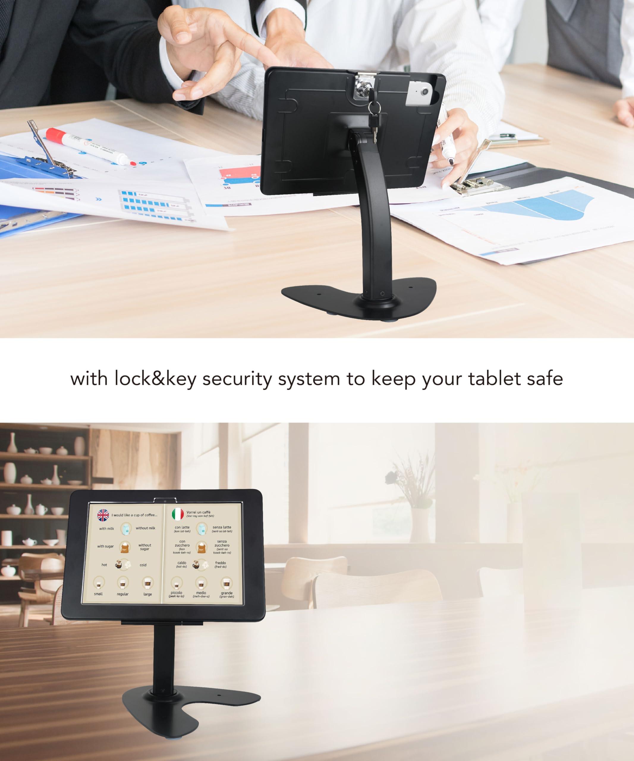 DDSHOW DDSHOW Desktop Anti-Theft Kiosk Stand Security POS Stand with Locking Enclosure for 2022 iPad 10.9\" 10th Gen.Excluding 10.9\" iPad Air,360 Swivel(Black)