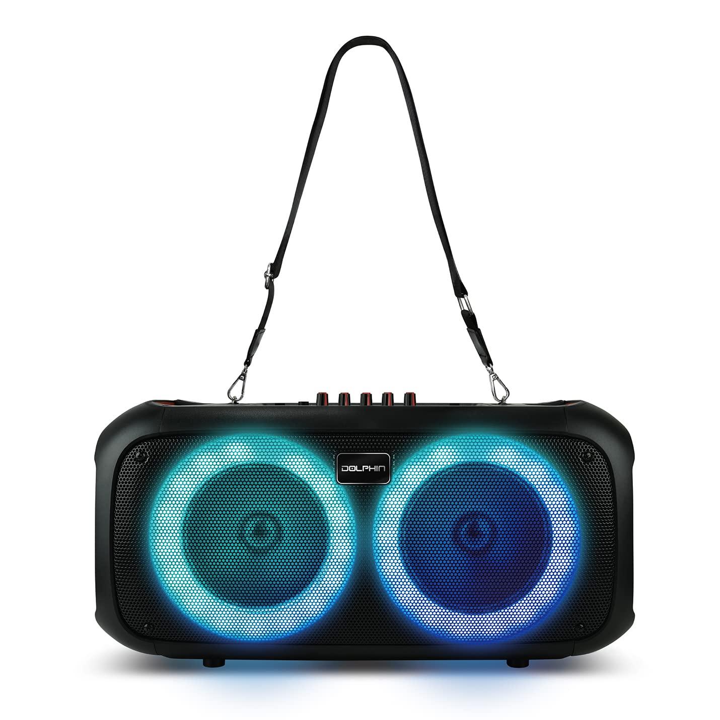 Dolphin Dolphin Boombox Portable Bluetooth Speaker - Crisp Sound - Dual 6.5" Woofer, 1" Tweeter