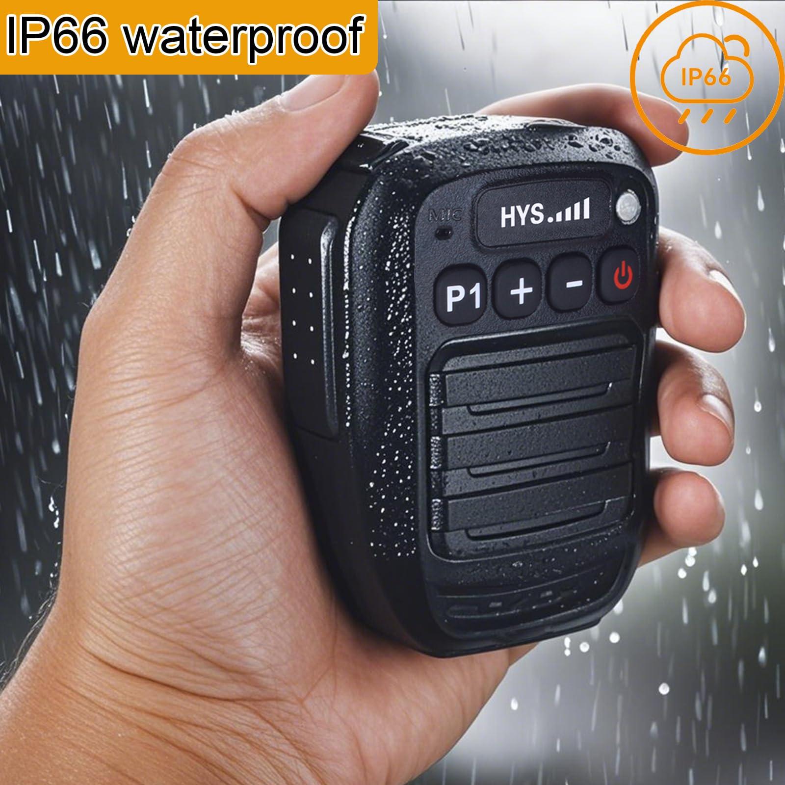 HYS HYS Bluetooth Microphone for Zello App, Wireless Mic with PTT IP66 Waterproof, Type-C Charge, 1000mAh Battery& Smart Controls, 3.5mm Audio Port for iOS and Android with Listen Only Earpiece