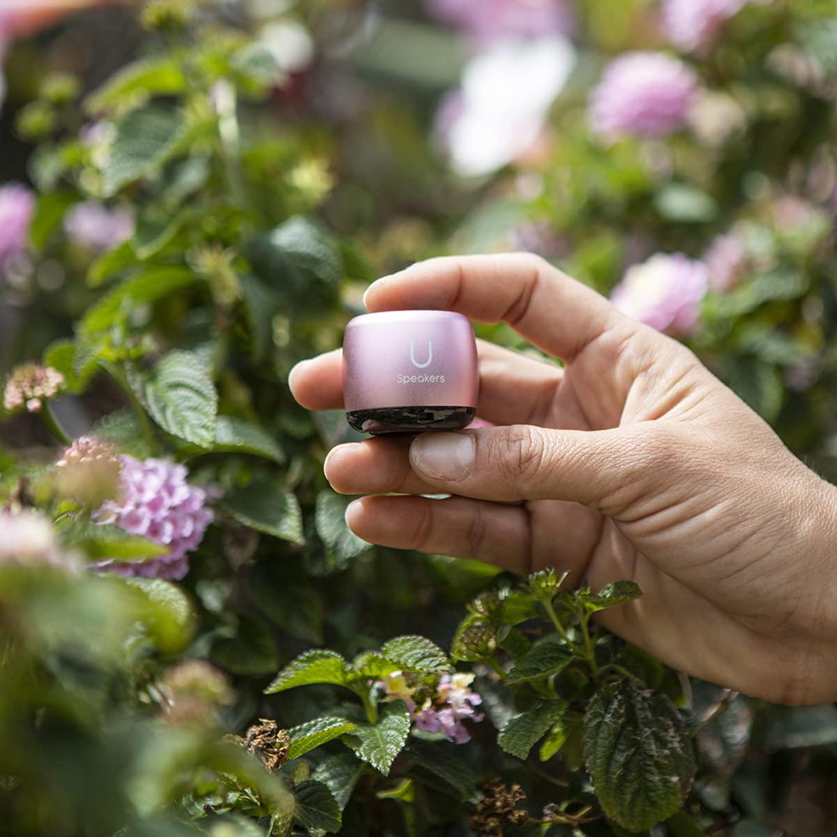 Fashionit Fashionit U Micro Bluetooth Speaker | Coin-Sized Speakers Bluetooth Wireless with Built-in Mic & Remote Shutter | Portable Rich Sound for Travel, Shower, Beach | Pink