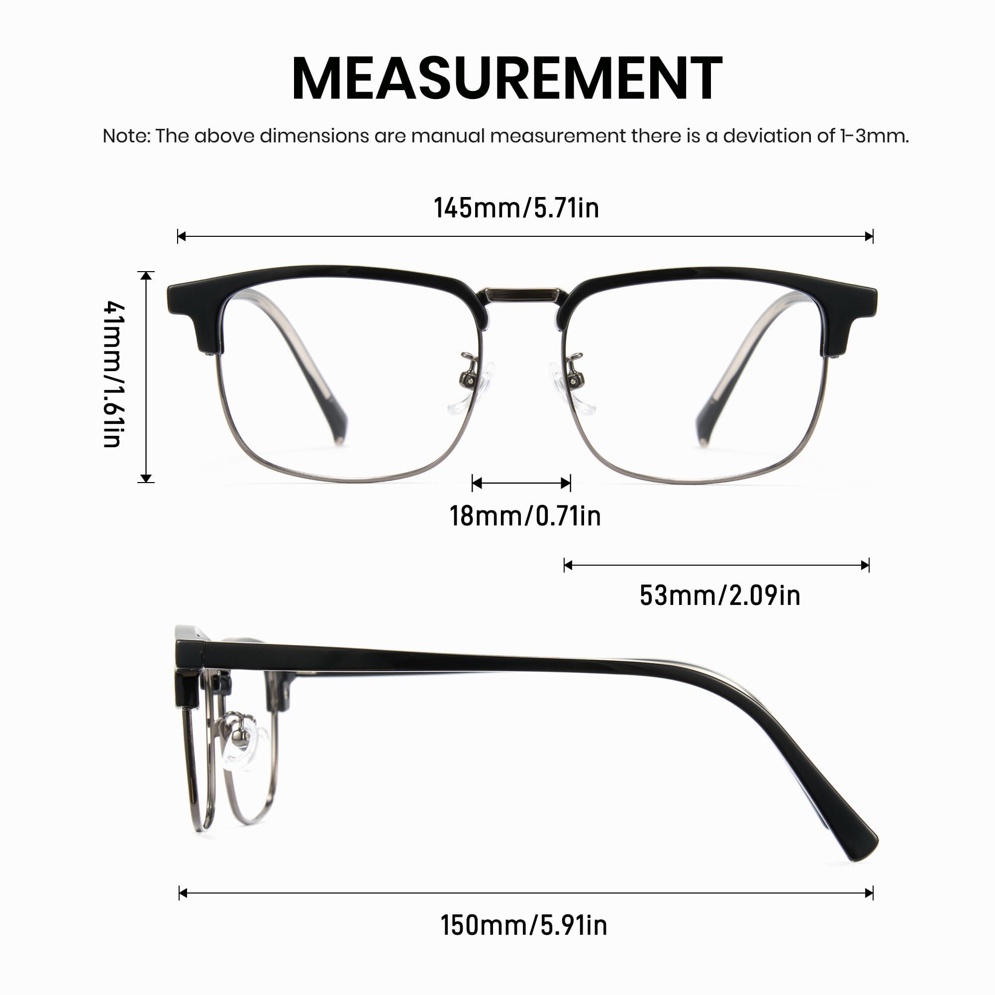 Cyxus Cyxus Men Blue Light Blocking Glasses Half Rimless Computer Gaming Glasses Square Fashion Glasses for Men 8216 Black Grey