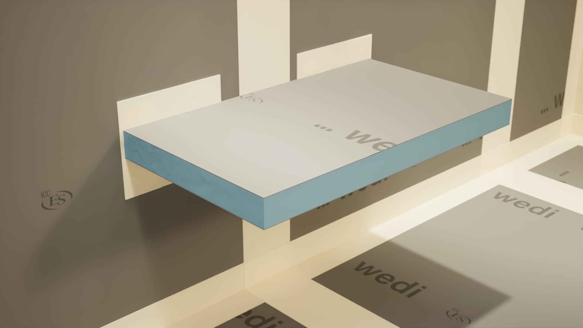 The Original Granite Bracket The Original Floating Shower Bench Kit with Wedi Building Boards & Original Shower Bench Bracket (14x36)-Great for New Constructions or Bathroom Renovations, Ready to Tile Shower Bench