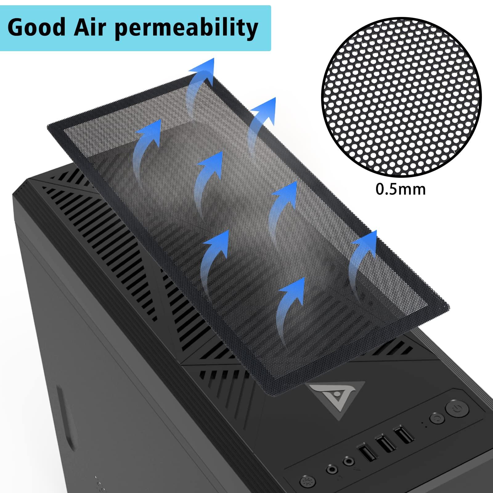 YSSHUI 360mm x 120mm PC Case Dust Mesh Filter [2 Pack], Magnetic Frame Computer Fan Dust Mesh PC Cooler Filter Dustproof PVC Cover Grills - Black