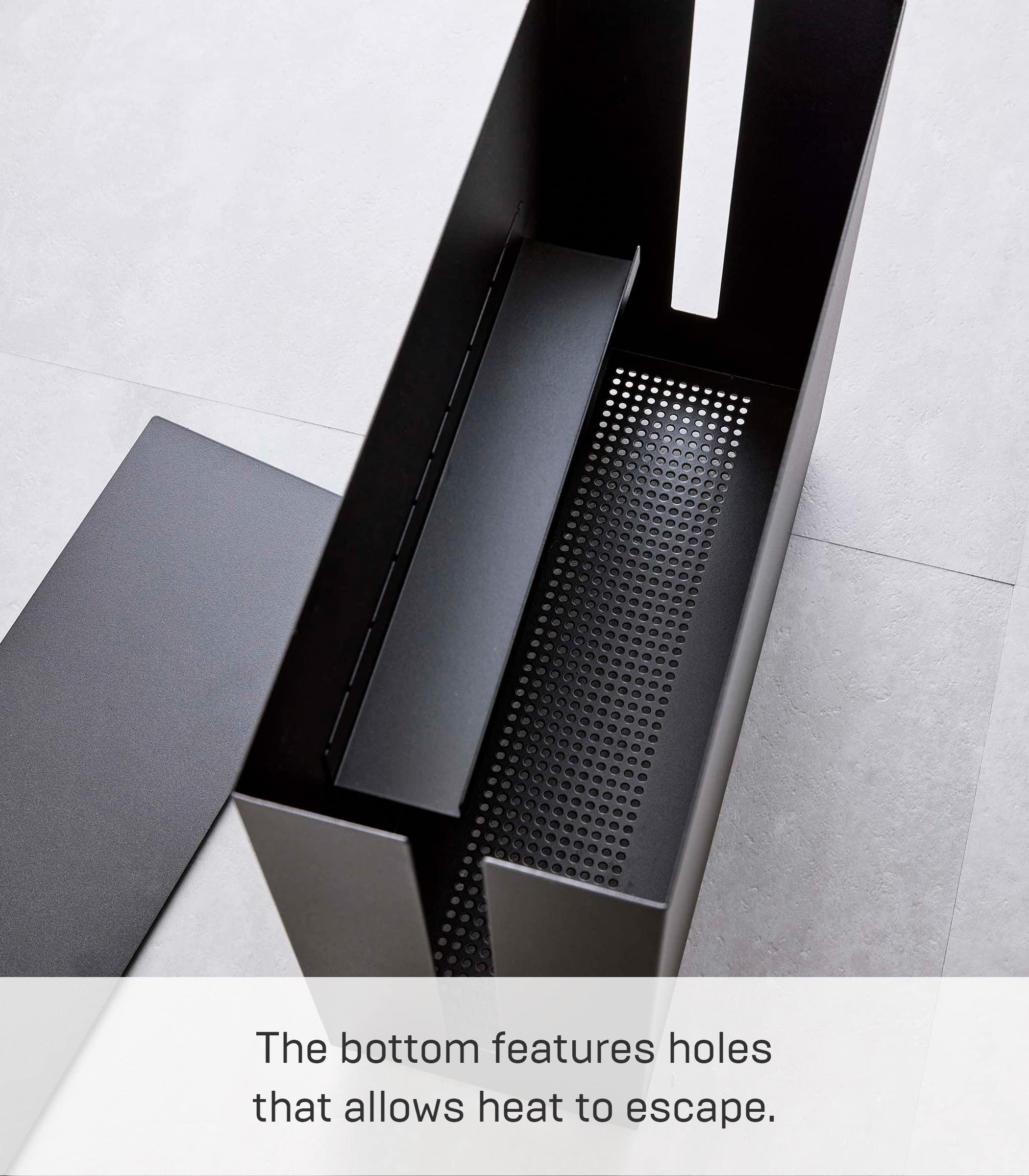 YAMAZAKI Yamazaki Home Rolling Cable Management Cord Power Strip/Surge Protector Storage Organizer for office or Bedroom Steel One Size Black