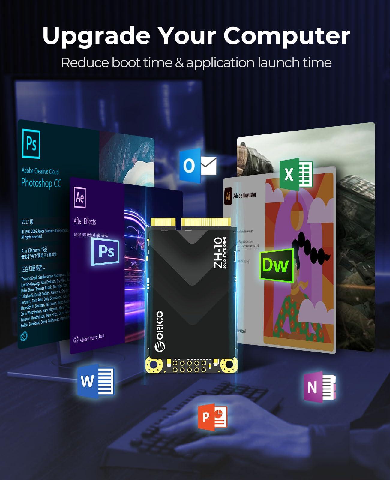 ORICO ORICO 2TB mSATA SSD, SATA III 6Gbps 3D NAND Internal Solid State Drive for Laptops Ultrabooks Desktop-ZH10 (2TB)