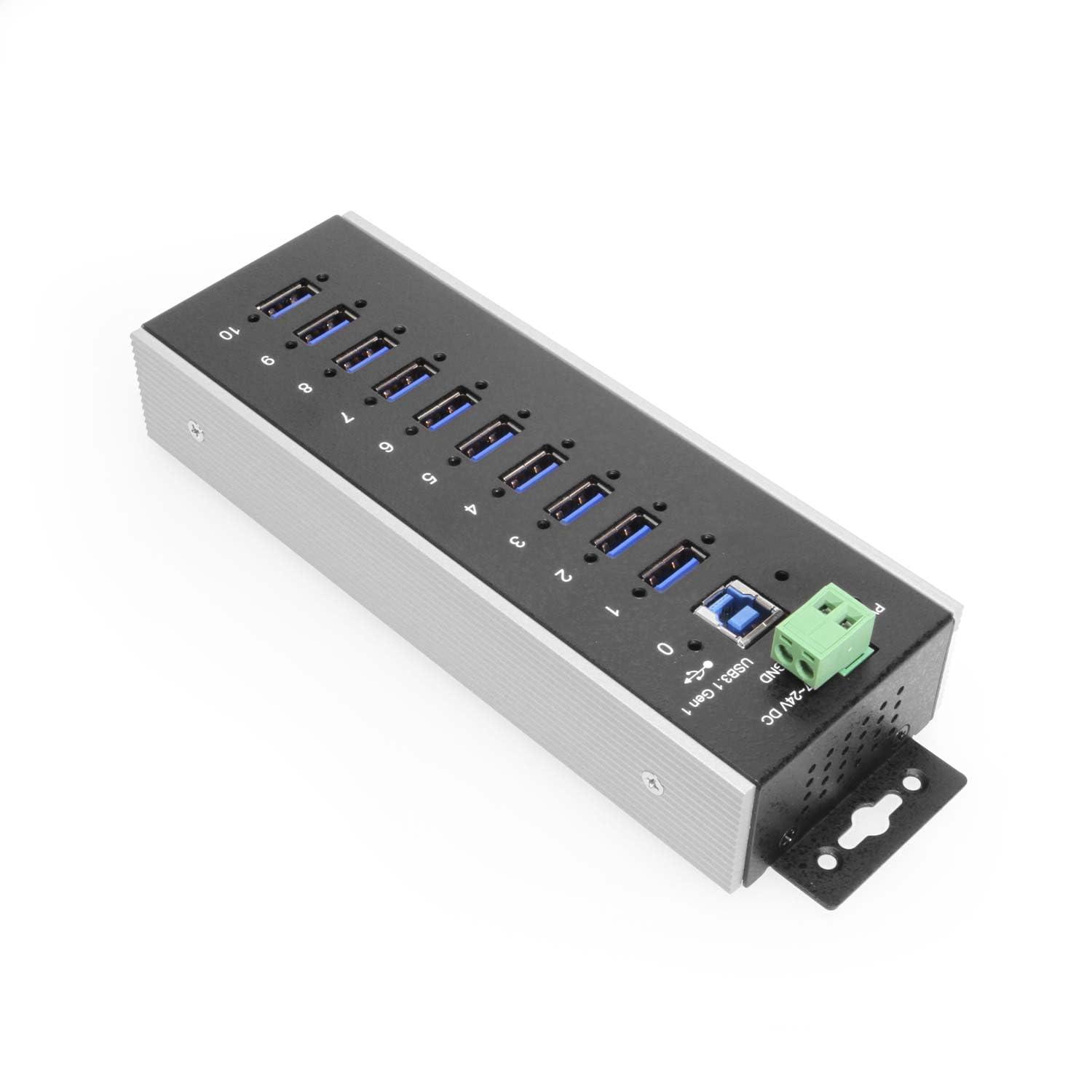 Coolgear Coolgear 10 Port USB 3.2 Gen 1 Industrial Wide Temp. Range Hub