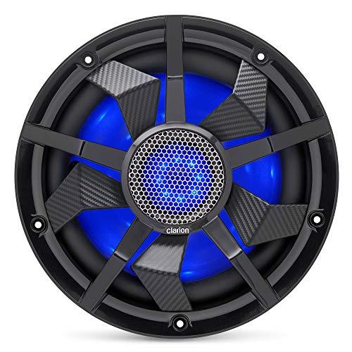 Clarion Clarion CM2513WL 10-inch Marine Subwoofer 250W RMS Power handling Dual 2 ohm Voice coils Built-in RGB Illumination Includes Black & Silver Grilles