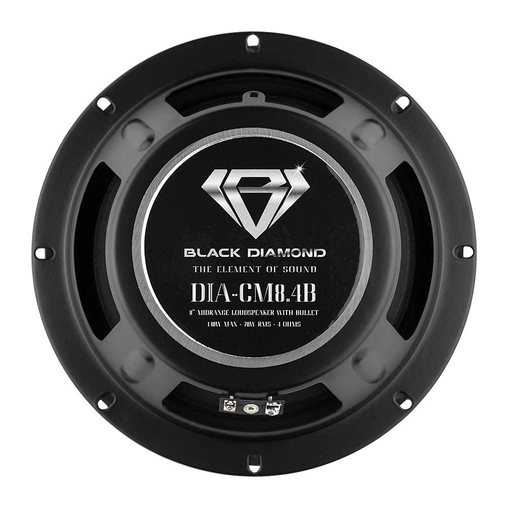 BLACK DIAMOND Pair of Black Diamond 8" 140 Watts 4-Ohm Mid-Range Speakers with Bullet