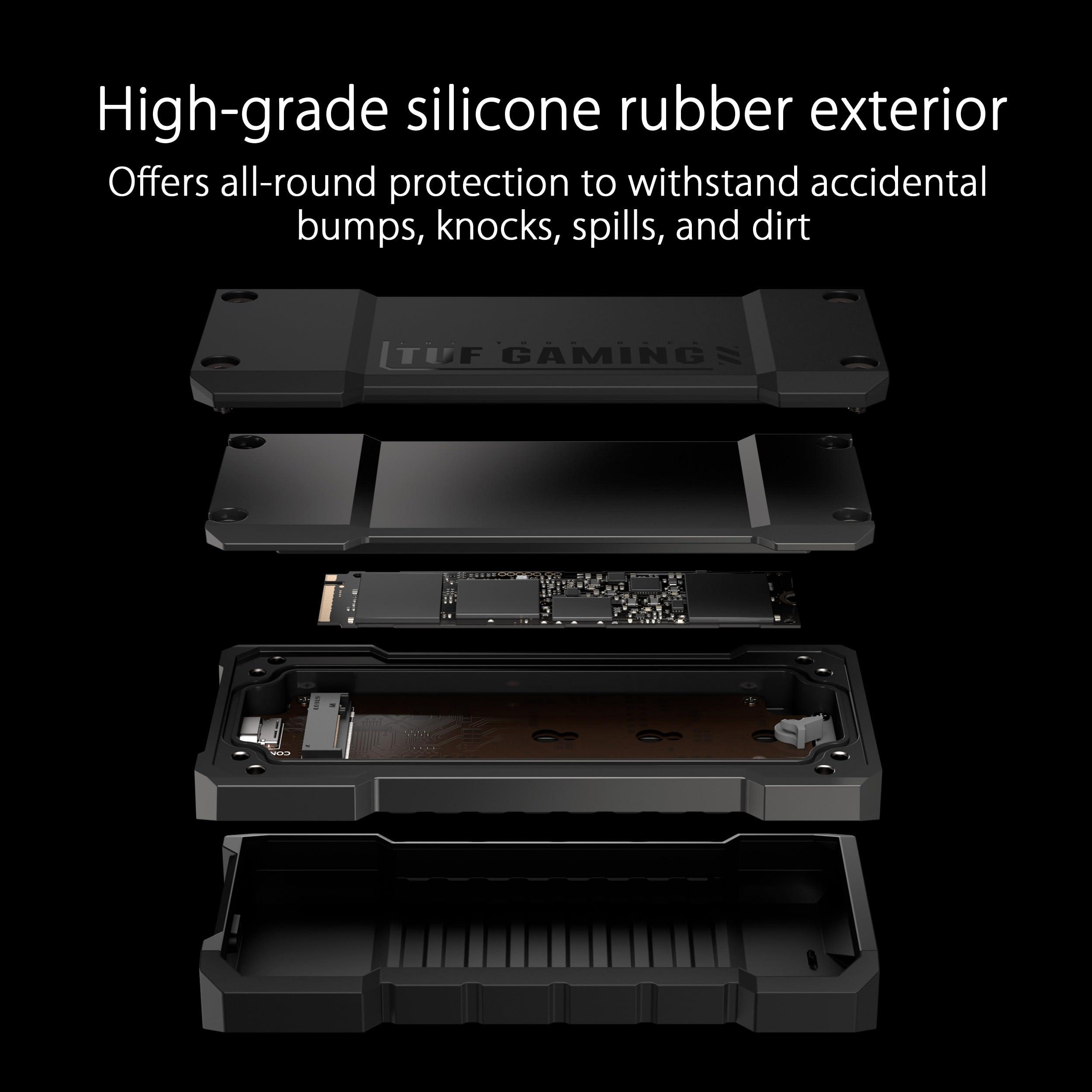 ASUS ASUS TUF Gaming AS2000 Plus USB-C 3.2 Gen 2x2 Portable M.2 NVMe PCIe SSD 2 TB, Up to 2000MB/s, MIL-STD-810H Drop Resistance, IP68 Water and dust Resistance, Aluminum Alloy Chassis and a Thermal pad