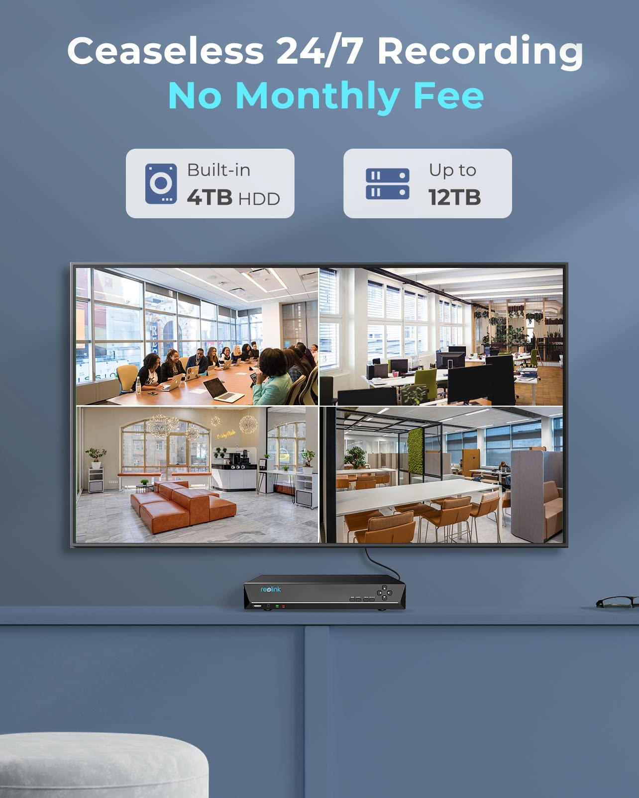 REOLINK REOLINK 12MP PoE Security Camera System, 12pcs 12MP IP Security Cameras H.265 Wired, Two-Way Talk, Color Night Vision, Person Vehicle Pet Detection, 16CH NVR 4TB HDD, RLK16-1200B8-A Bundle