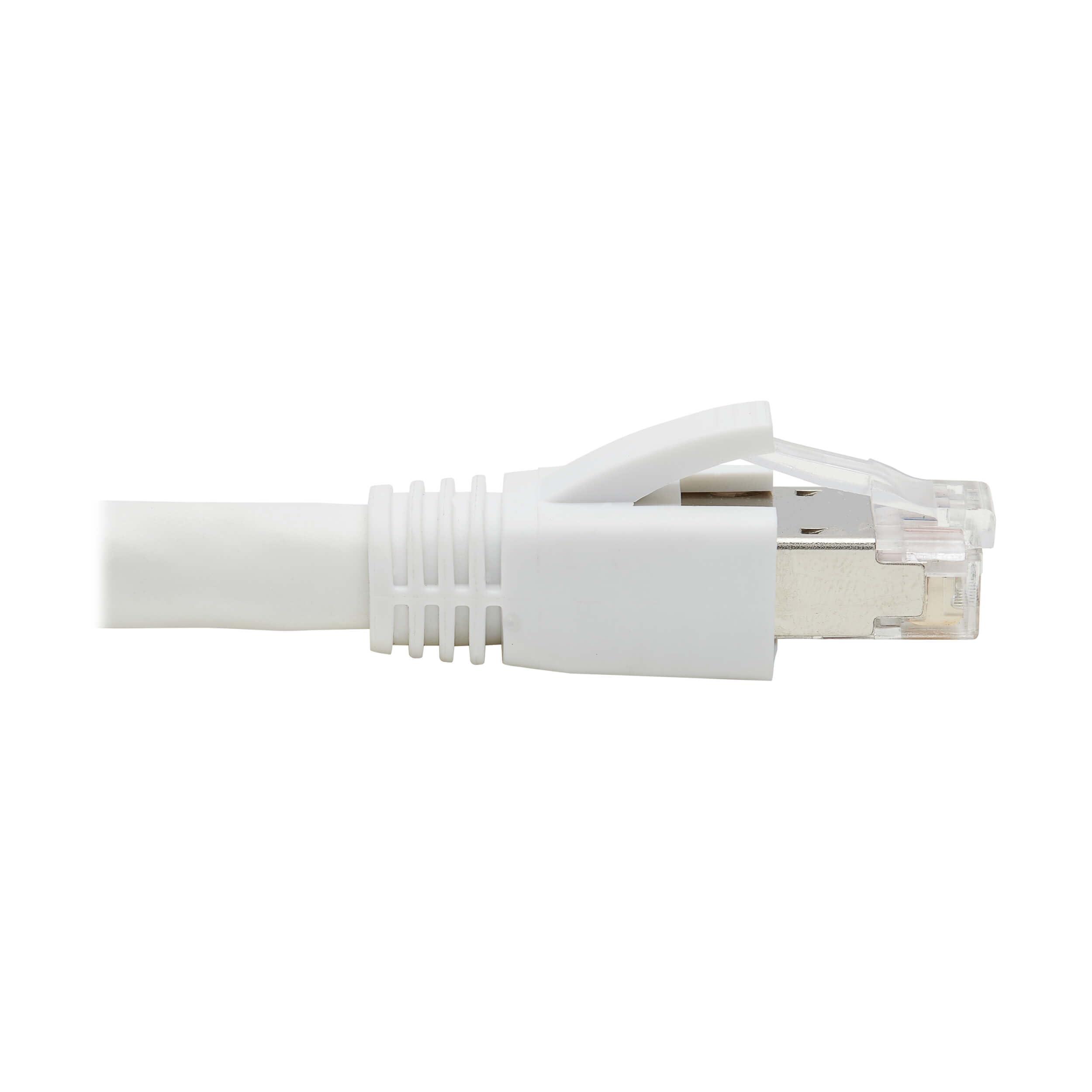 Tripp Lite Tripp Lite Cat8 40G PoE Shielded Ethernet Cable, 1 Foot / 0.3 Meters, White, High Speed, Power Over Ethernet, RJ45, Snagless SSTP, Male-to-Male, Network Patch LAN Cord, (N272-F01-WH)