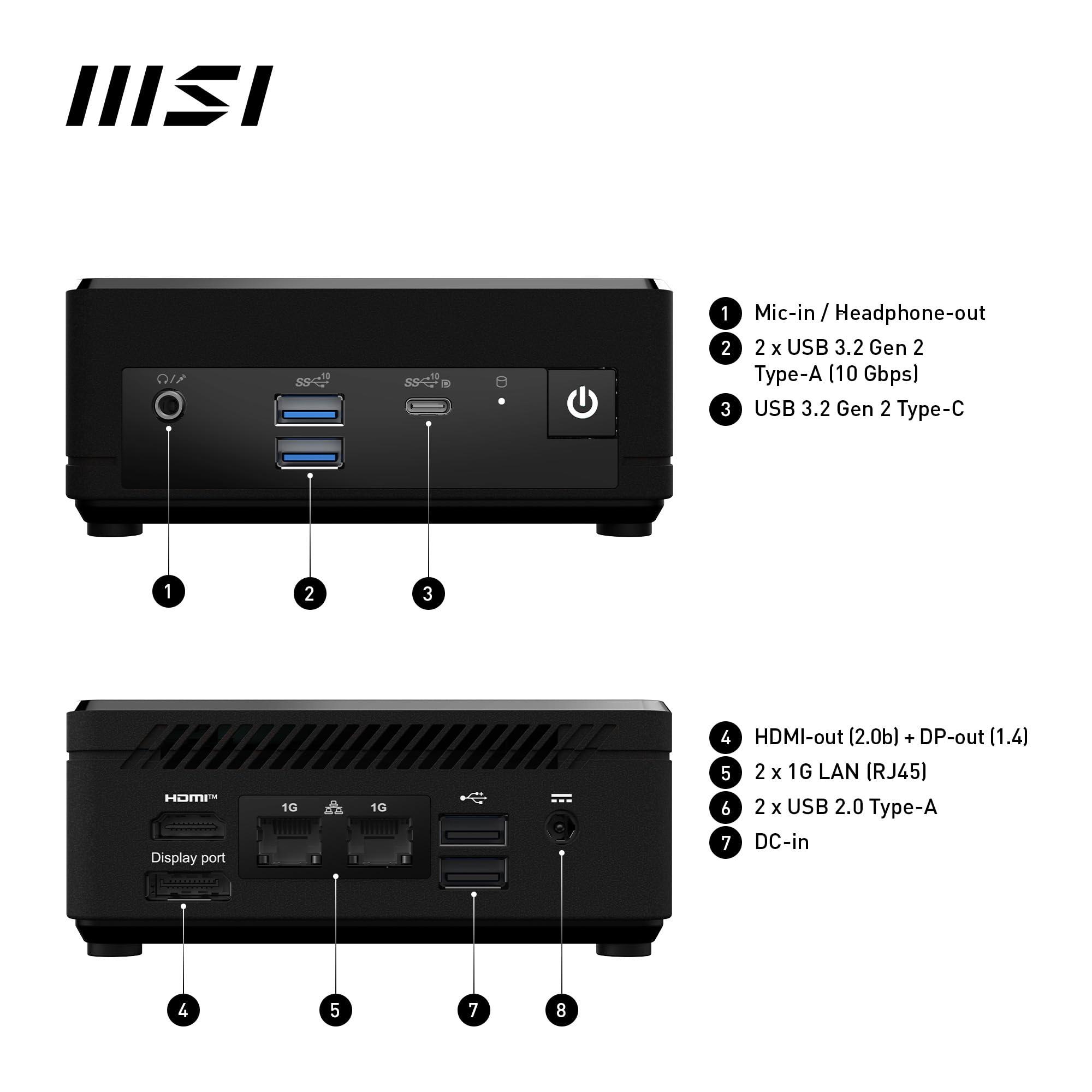 MSI MSI Cubi N ADL Mini PC: Intel Pentium N200, Wi-Fi, Thunderbolt Type-C, Black, Non-OS/Barebone: ADL-019BUS