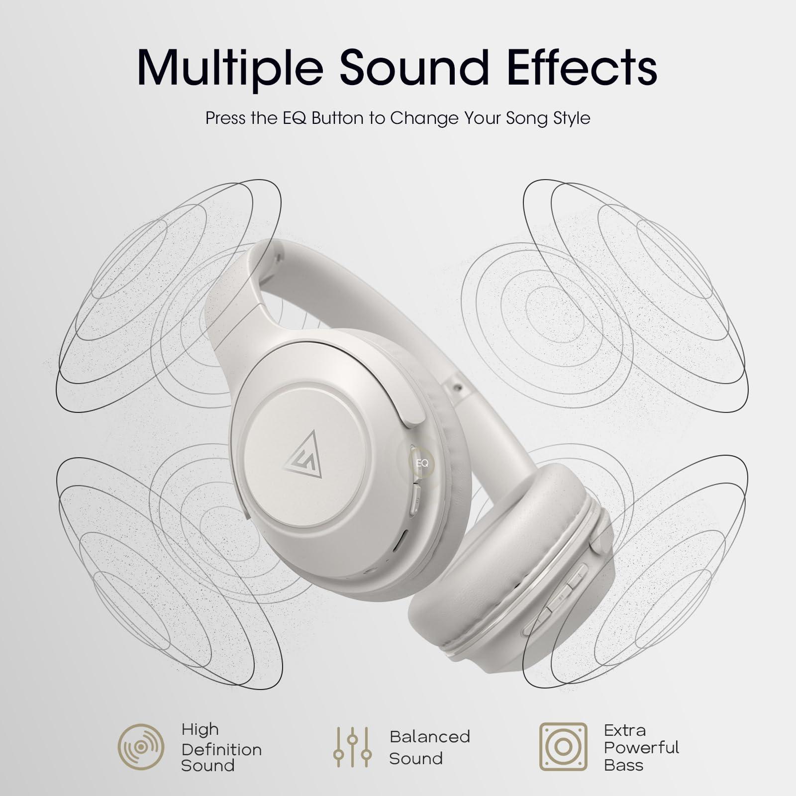 DOQAUS DOQAUS Bluetooth Headphones Over Ear Wireless Headphone, 70H Playtime and 3EQ Modes with Mic, HiFi Stereo Sound, Deep Bass, Memory Foam Cups, for Phone PC Travel Home Office