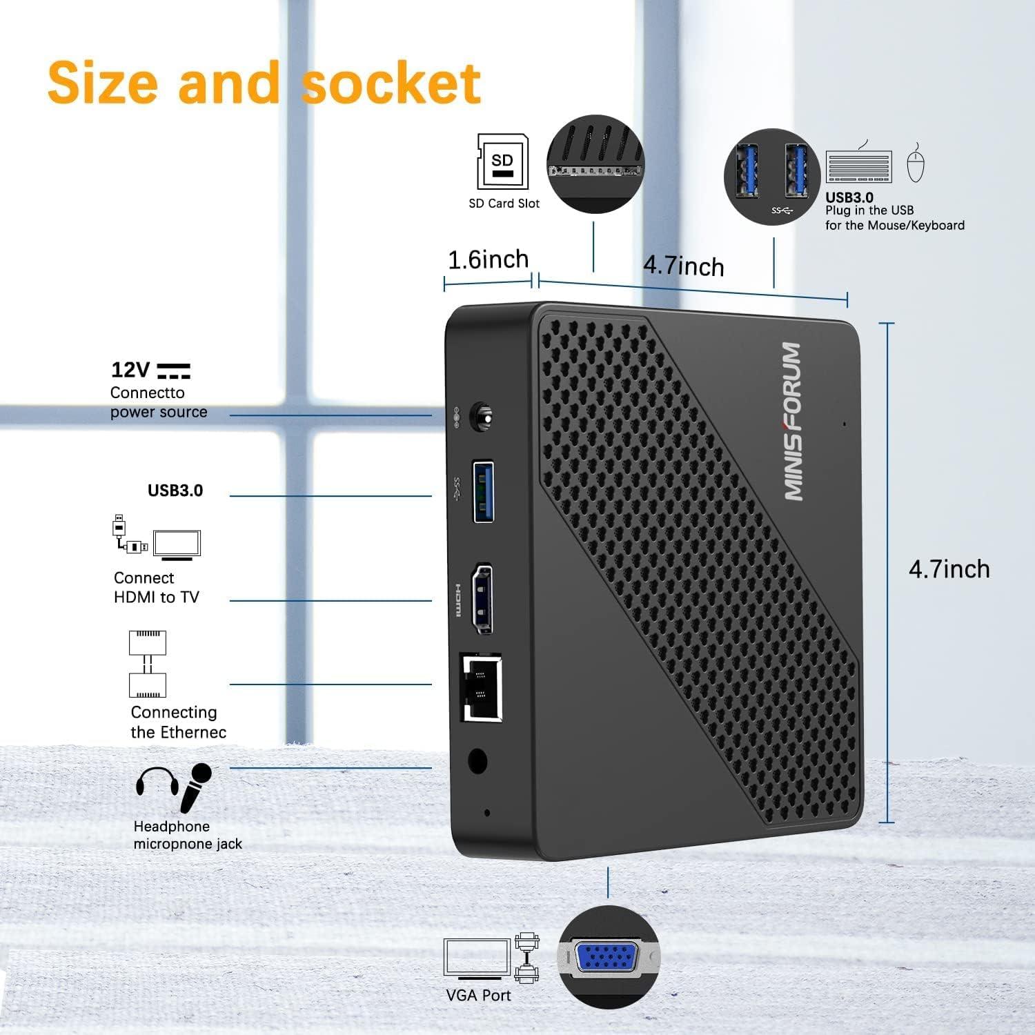 COOFUN N40 Mini PC Fanless Celeron N4020,up to 2.8GHz with 4GB DDR4/64GB eMMC RAM Mini Desktop Computer, Support 4K UHD, VGA Port,2.4G/5.8G WiFi&BT4.2,3xUSB3.0 Ports,1x SD Card Slot for Business Home Office