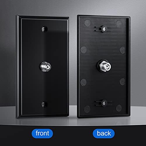 Weewooday Weewooday 4 Pieces Coax Wall Plate 1-Port TV Cable Cover Outlet Plate F -type Connector Coaxial Cable, Screws Included(White and Black)