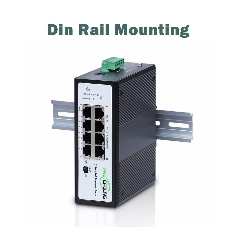 FASTCABLiNG FASTCABLING PoE Powered Switch 8 Port, 71W PoE Passthrough, Re-use Existed cat5e/cat6 Cable, Expand RJ45 Network Port