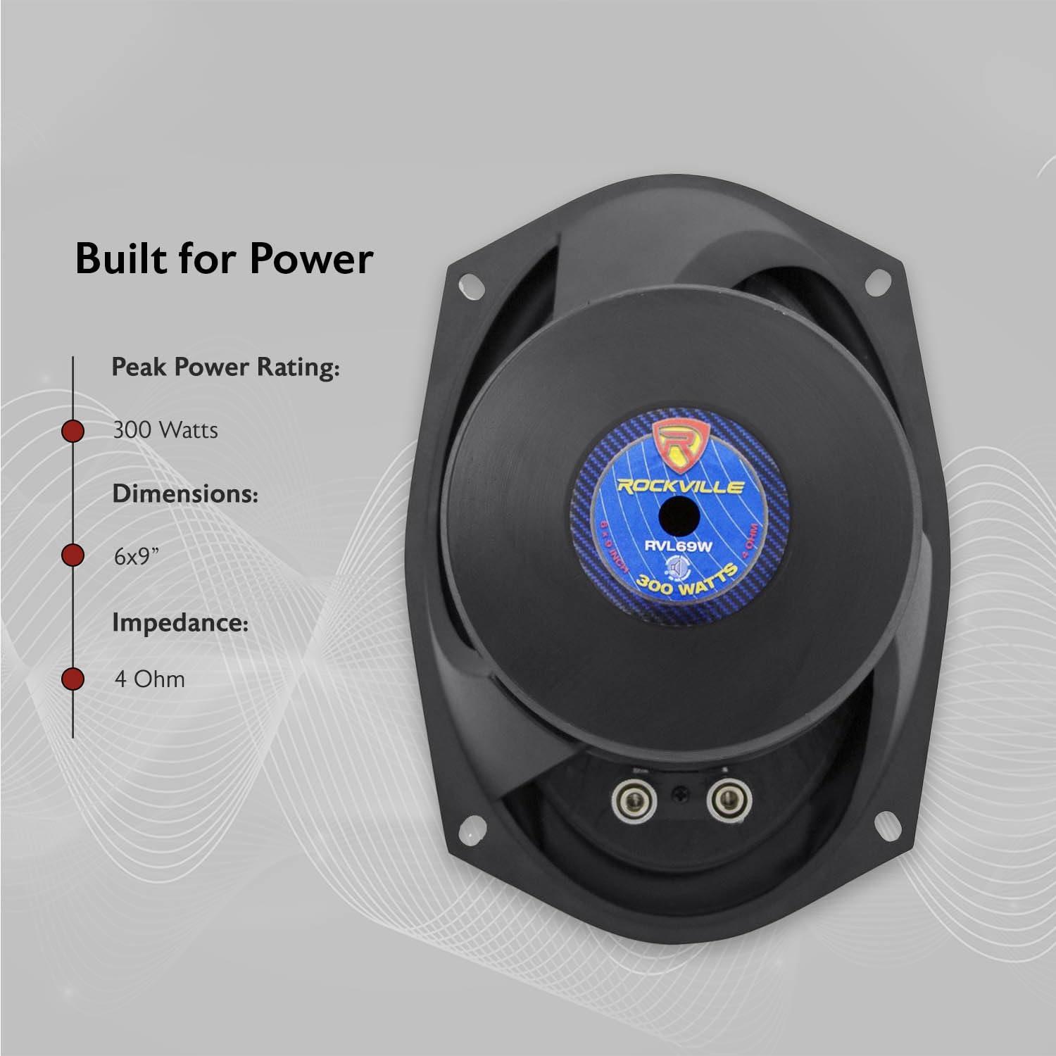 Rockville Rockville RVL69W Competition 6x9\" Woofer, 300W Peak/150W RMS, 4 Ohm, Double Stacked Magnet, Butyl Rubber Surround, Perfect for Mid-Bass and Lows