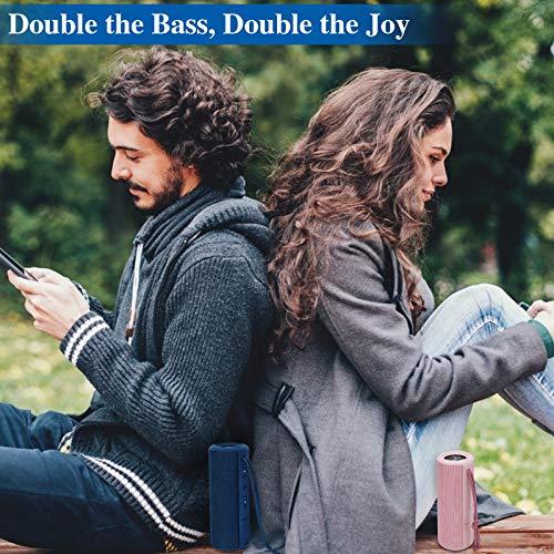 XENEO XENEO X21 Dual Portable Bluetooth Wireless Speakers Waterproof for Stereo Sound with FM Radio, Micro SD Card, Aux-in, IPX6, 30W for Outdoor, Home, Office, Party and Travel (Pink + Blue)