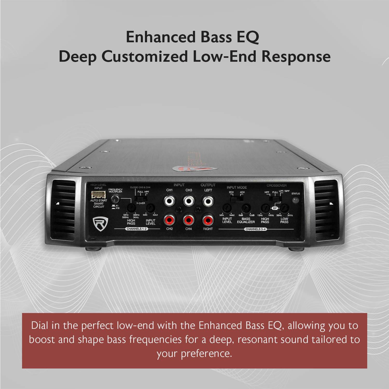 Rockville Rockville RXA-F2 2400W 4-Channel Car Amplifier, Dyno-Certified RMS, MOSFET Power Supply, ELNA Capacitors, Class A/B, Perfect for Car Audio and Subs