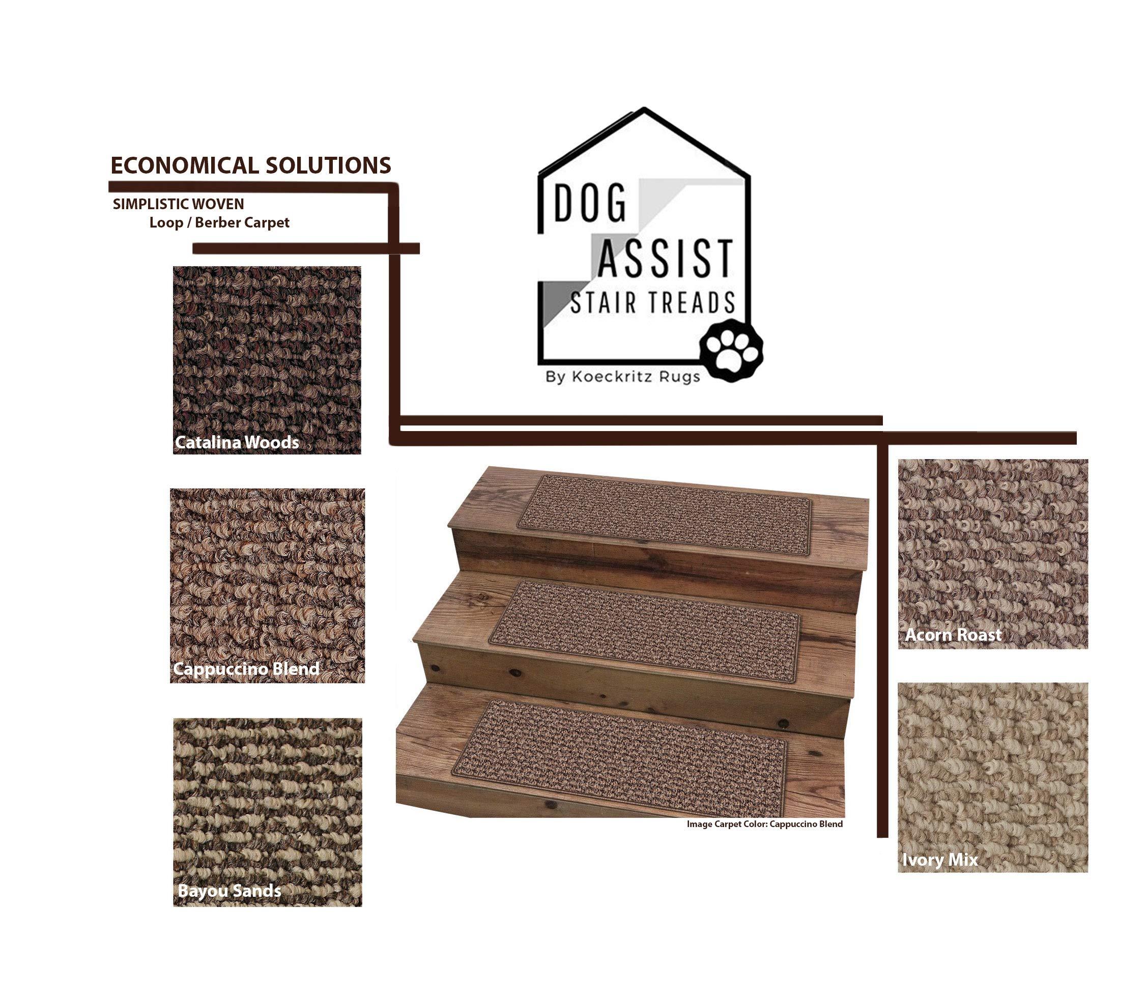 KOECKRITZ KOECKRITZ 9"x27" Dog Assist Carpet Stair Tread Set of 13 | Economical Solutions Simplistic Woven Loop/Berber People & Pet Friendly (Catalina Woods)