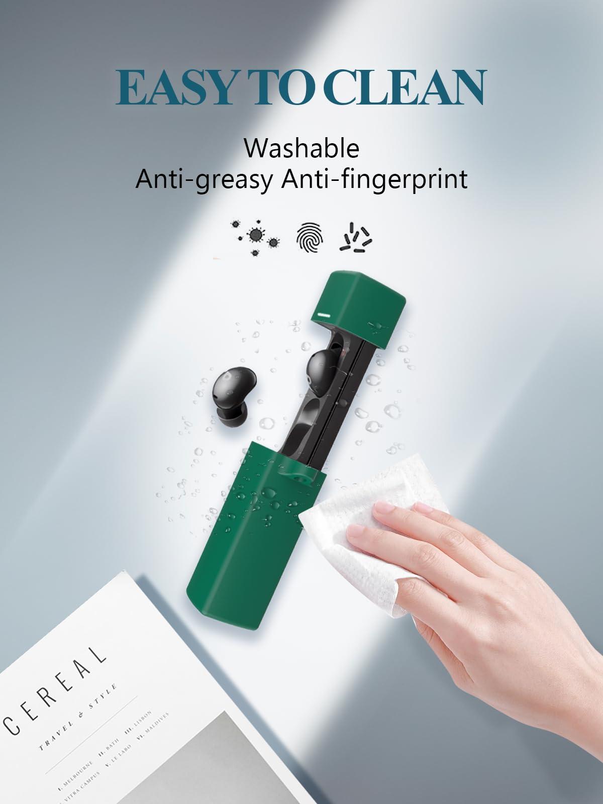 WUNIAK Case for Soundcore by Anker A30i Noise Cancelling Earbuds, Soft Silicone Protective Portable Scratch Shock Resistant Compatible with Shell with Cleaner Kit & Carabiner & LanyardGreen.