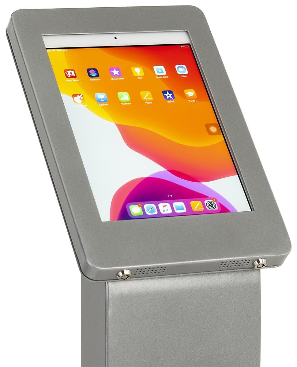 Displays2go iPad Enclosure Floor Stand with Anti-Theft Mount for 10.2" Digital Tablets