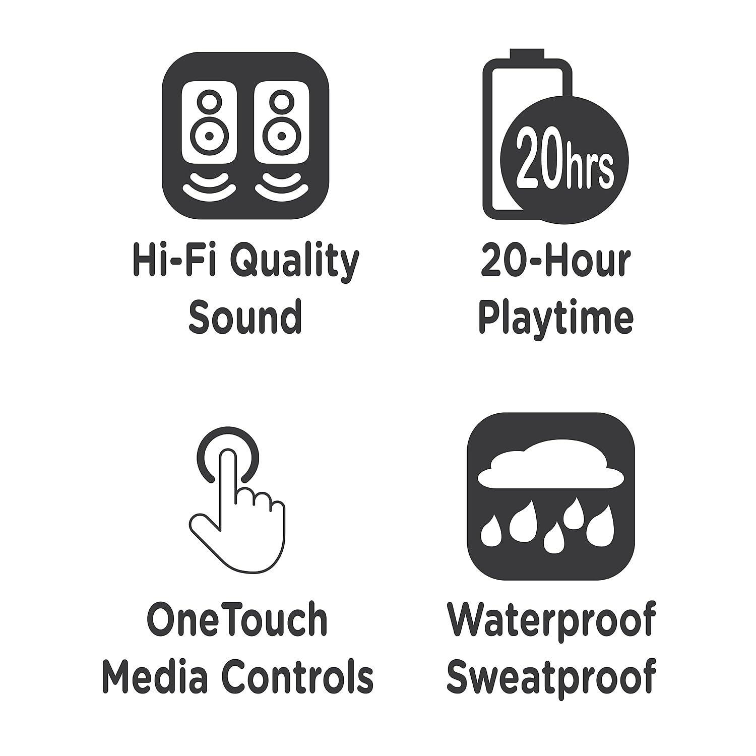 Morpheus 360 Morpheus 360 Spire True Wireless Earbuds, Wireless Microphone, Bluetooth 5.2 Wireless Ear Buds, One Touch Media Control, Waterproof Earbuds, with Recharging Earbud Case - White