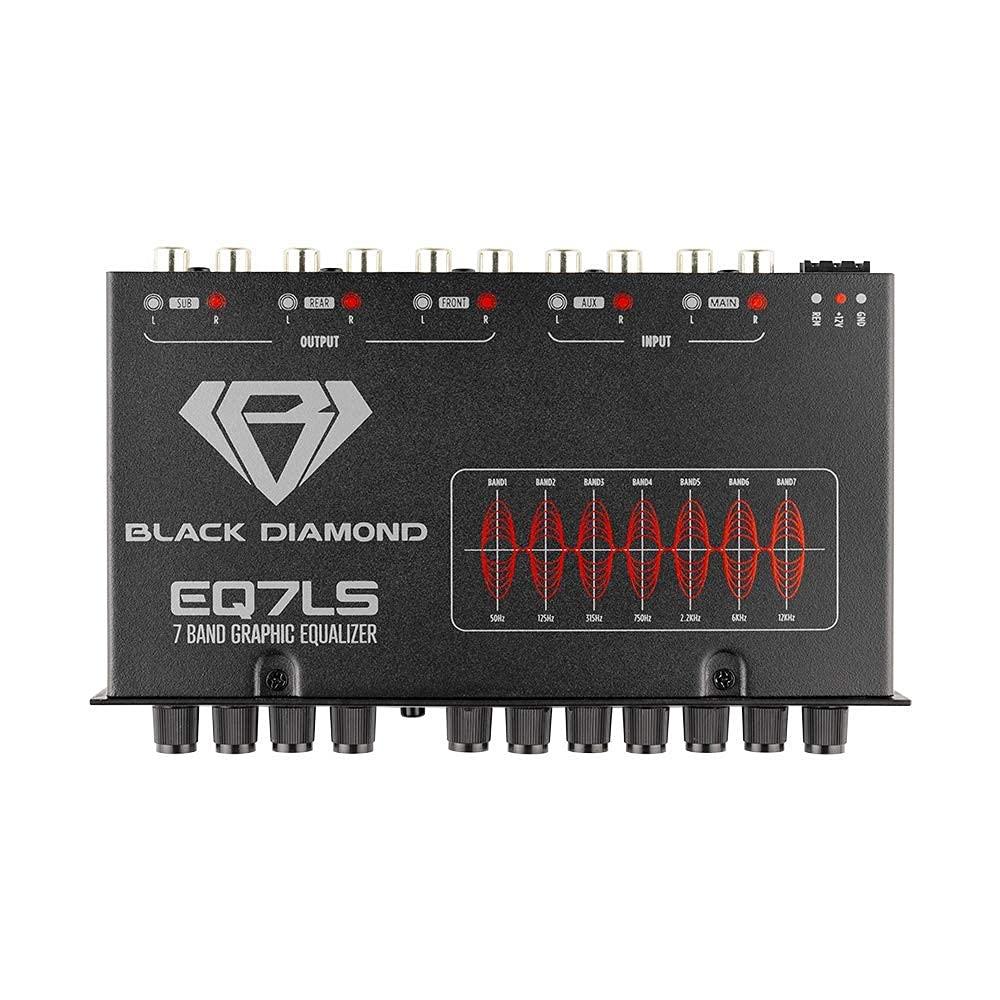 BLACK DIAMOND Black Diamond EQ7LS 7-Band Stereo Equalizer/Crossover Pre Amp Equalizer Car Audio EQ with Front Rear + Sub Output