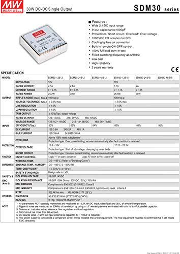MEAN WELL MEAN WELL SDM30-24S3 SDM30 Series 16.5 W Single Output 3.3 V DC/DC Converter Power Supply - 1 item(s)