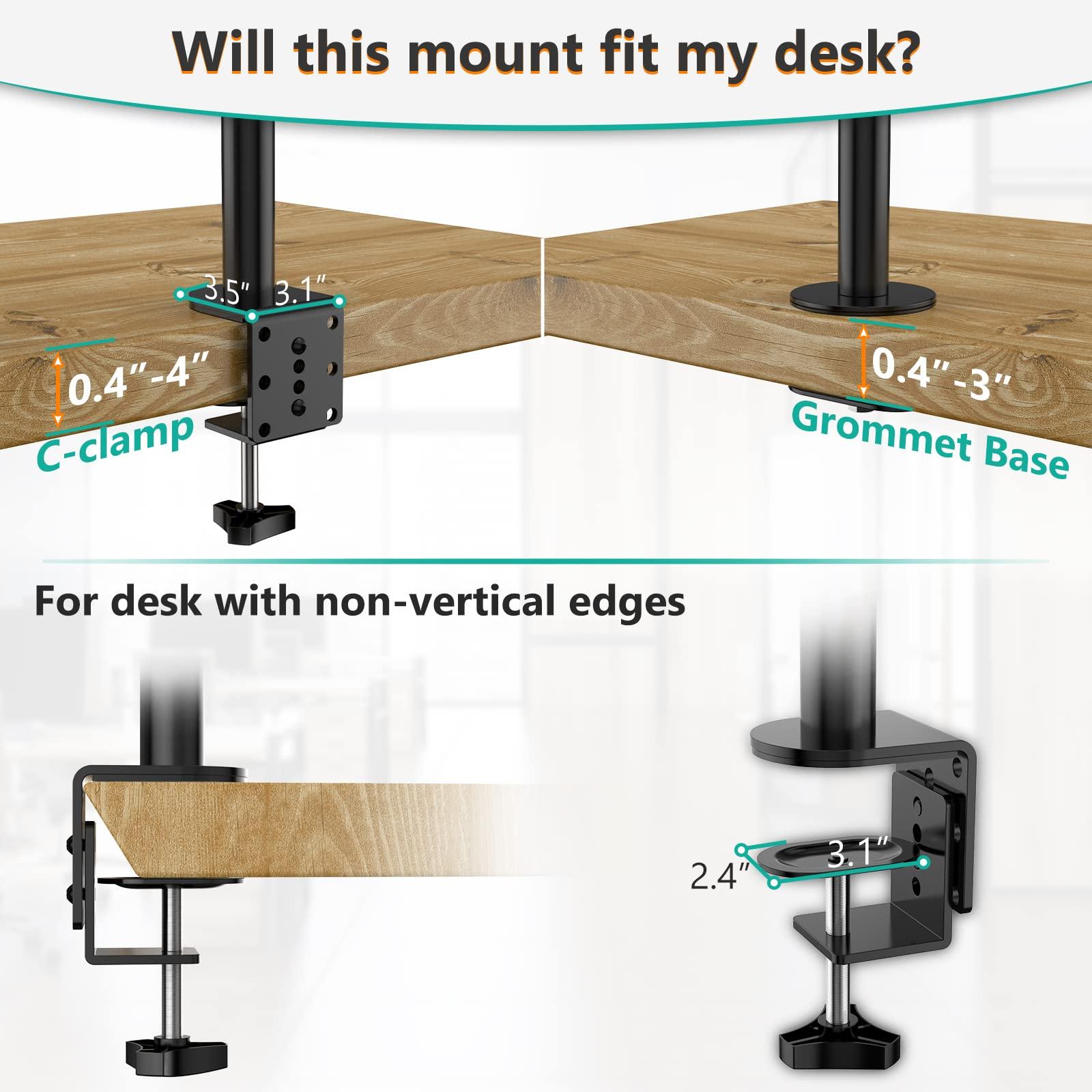 WALI WALI Single Monitor Stand Desk Mount, 39 inch Tall Monitor Stand Fully Adjustable, Articulating Arm for Computer Screen up to 32 inch, 22lbs (M001XXL), Black