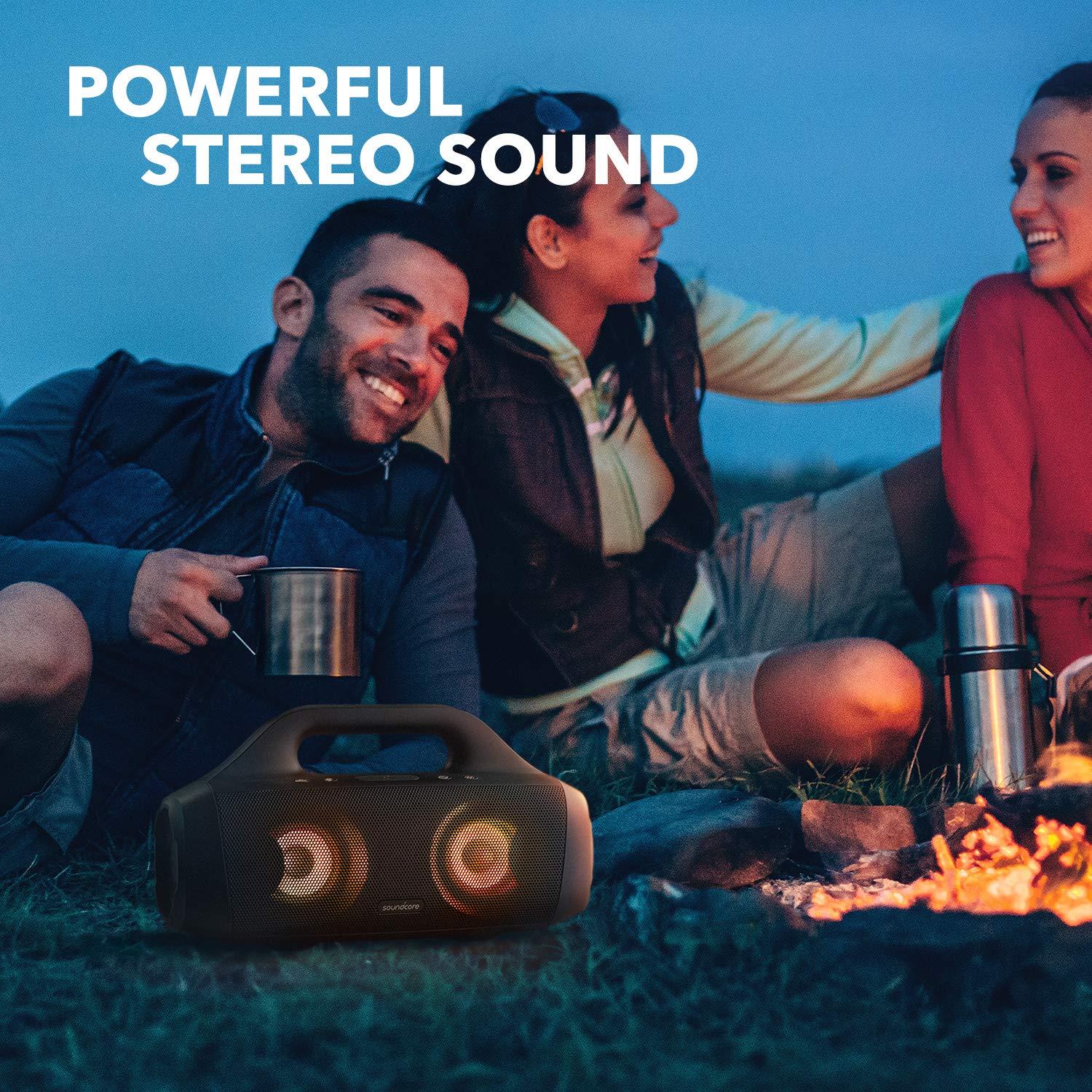 Soundcore Anker Soundcore Select Pro, Outdoor Bluetooth Speaker with BassUp Technology, IPX7 Waterproof, 16H Playtime, App, LED Lights, Built-in Handle, Portable Bluetooth Speaker for Outdoors, Camping