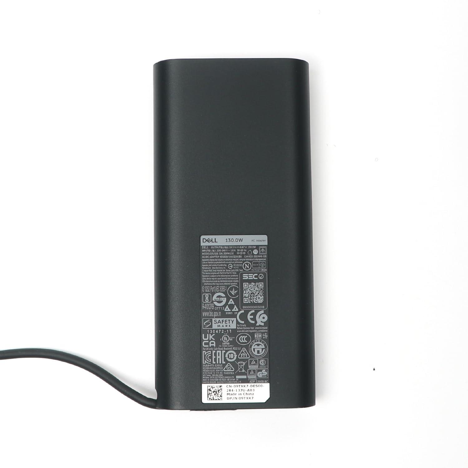 Dell Dell Laptop Charger 130W 4.5mm tip AC Adapter,Precision 3520 5540 M5520 5530 7530,XPS 15 9560 7590 AC Charger, Black, DA130PM130