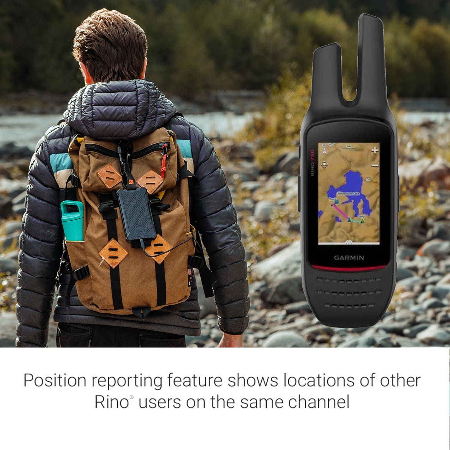 Certified Brands Garmin Rino 750 2-Way Radio/GPS Handheld and Dark Energy Poseidon Pro Indestructible Charger, Black | Touchscreen, 20 Mile Radio Range, Worldwide Base Mapping, Weather Forecasts