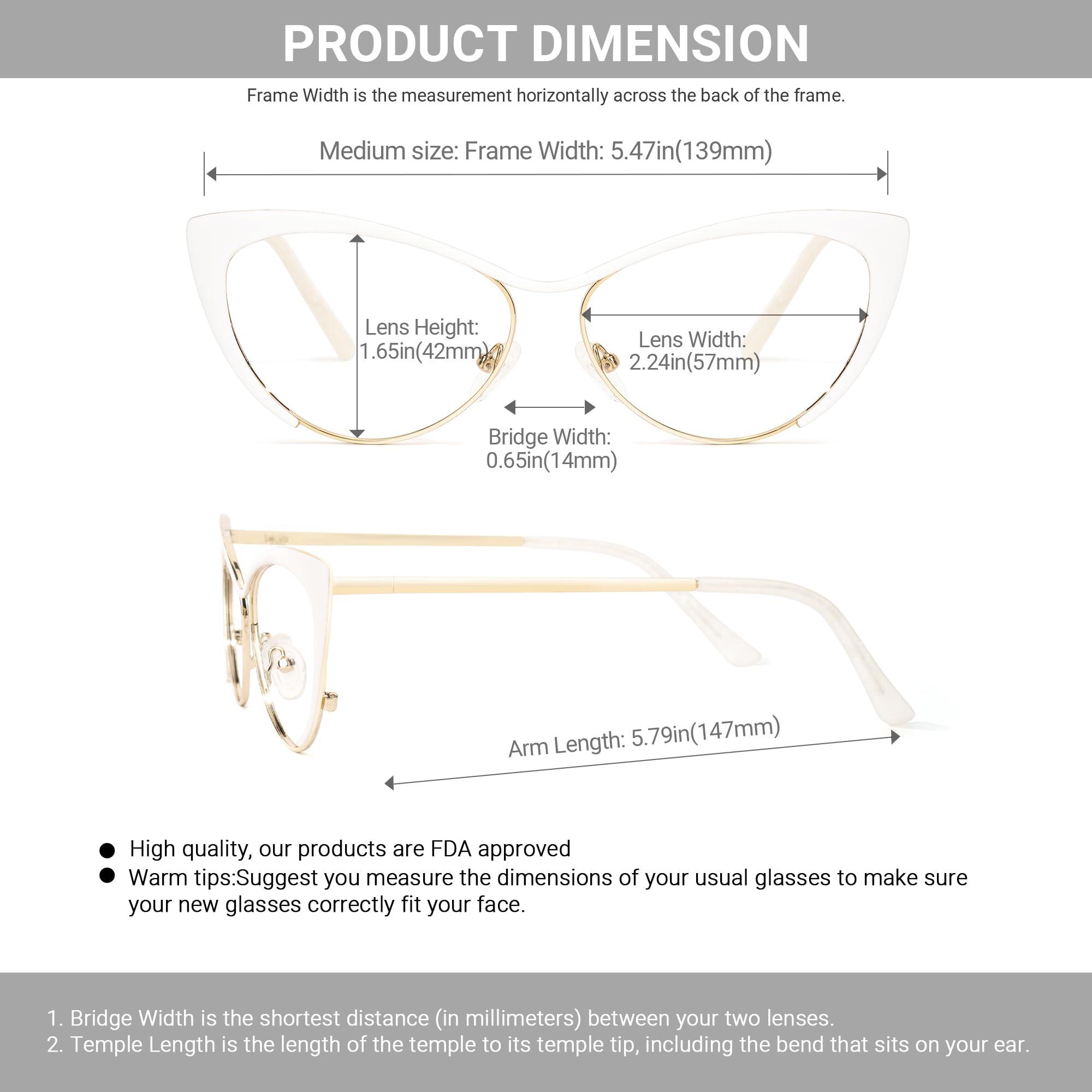 VOOGLAM VOOGLAM Blue Light Glasses for Women Cateye Gaming Glasses Anti Eyestrain Dry Eyes UV Computer Phone TV Eyewear Fashion Annabelle White VFM0176-05 Trend