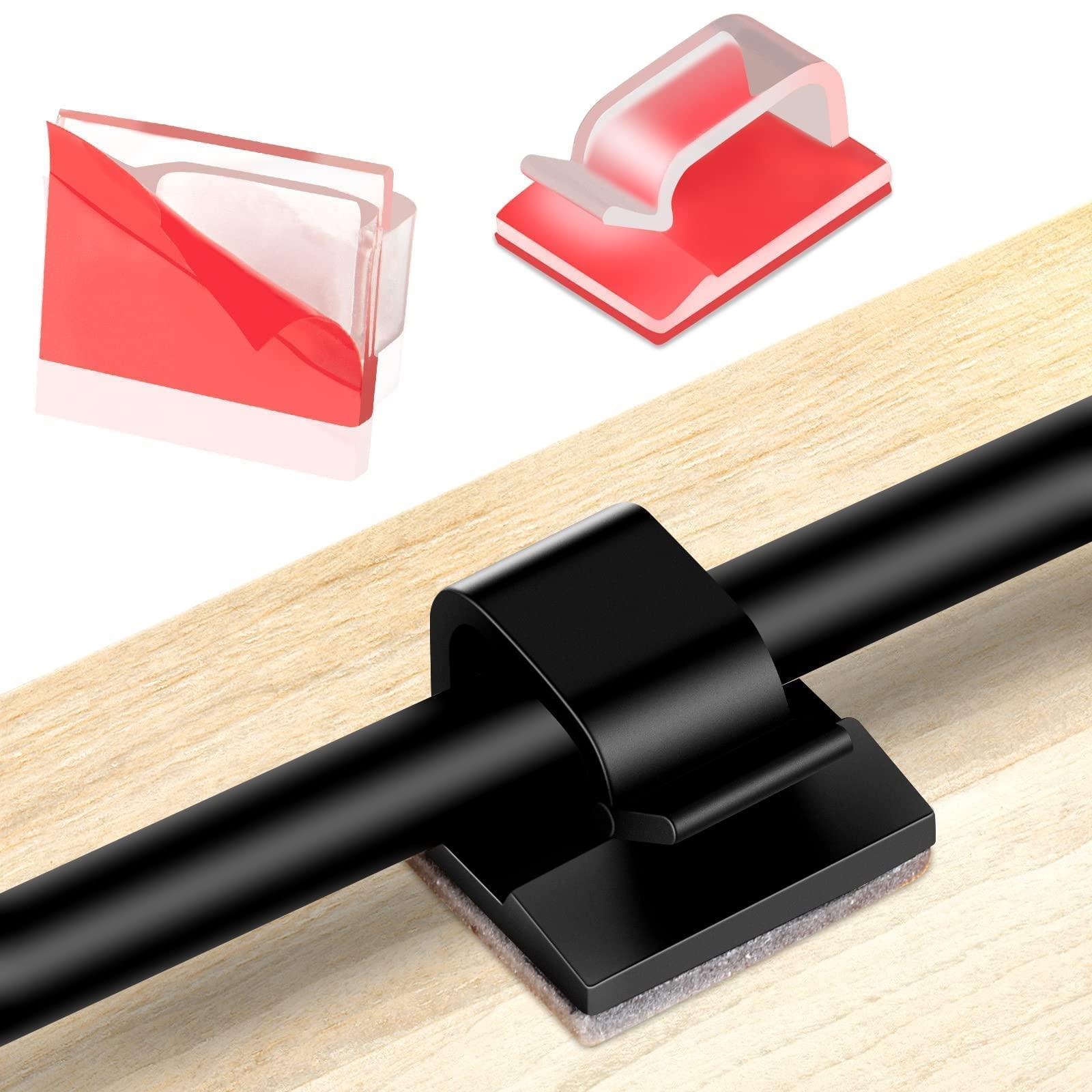 TidyHelper Small Black Adhesive Cable Clips and Clear Adhesive Wire Clips Bundle