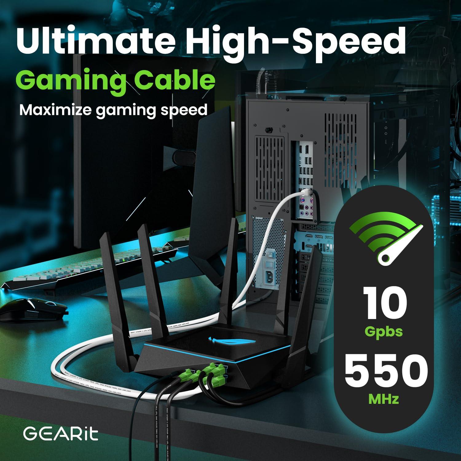 GEARit GEARit Cat6 Outdoor Ethernet Cable (30 Feet) CCA Copper Clad, Waterproof, Direct Burial, In-Ground, UV Jacket, POE, Network, Internet, Cat 6, Cat6 Cable - 30ft