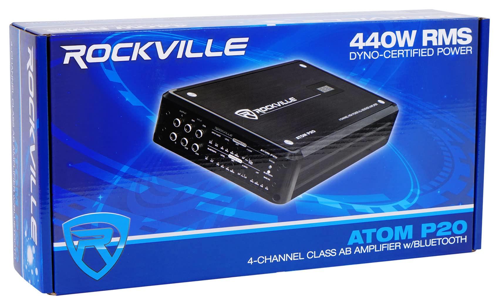Rockville Rockville (4) RV69.4A 6x9 4-Way Car Speakers 1000 Watts/220w RMS CEA Rated Bundle with (1) ATOM P20 Marine/ATV/Car Bluetooth Amplifier, (1) RWK42 Installation Wire Kit (6 Items)