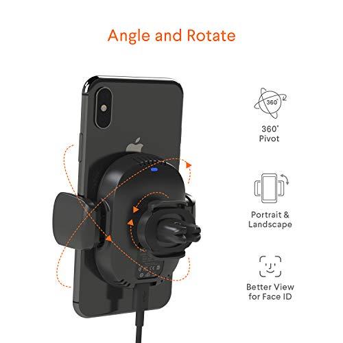 Kenu Kenu Airframe Car Phone Mount Wireless Charger - Air Vent Cell Phone Holder - 360 Degree Pivot, Qi Fast-Charging - Extra Large Expandable Grip - Use with Latest iPhones, Samsung and Androids
