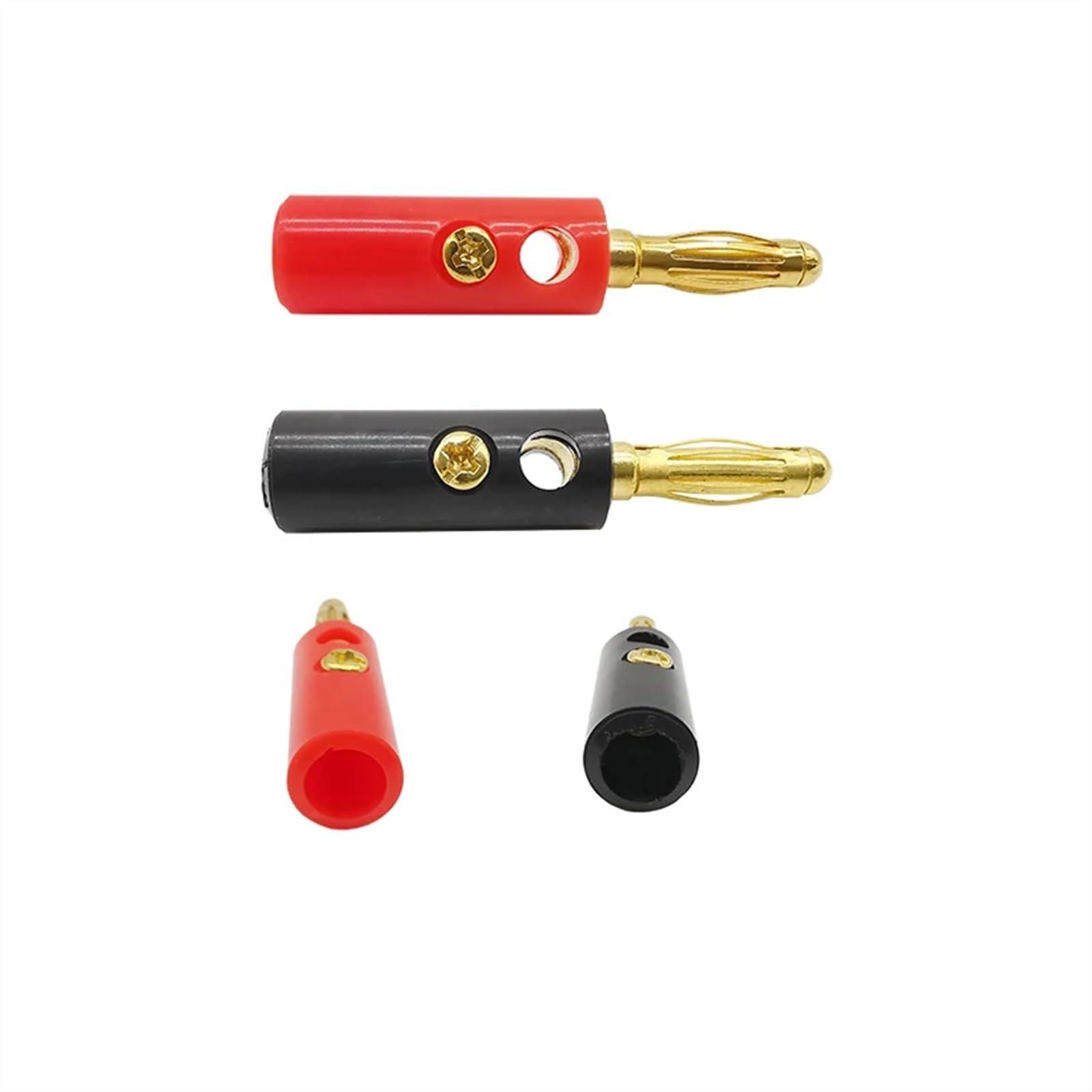 WUZDPRCJ 10Pcs 4mm Banana Plugs Audio Speaker Wire Cable Connector Gold Plated Banana Plug Connectors Adapter for Amplifier Black Red (Color : 10Pcs Red)