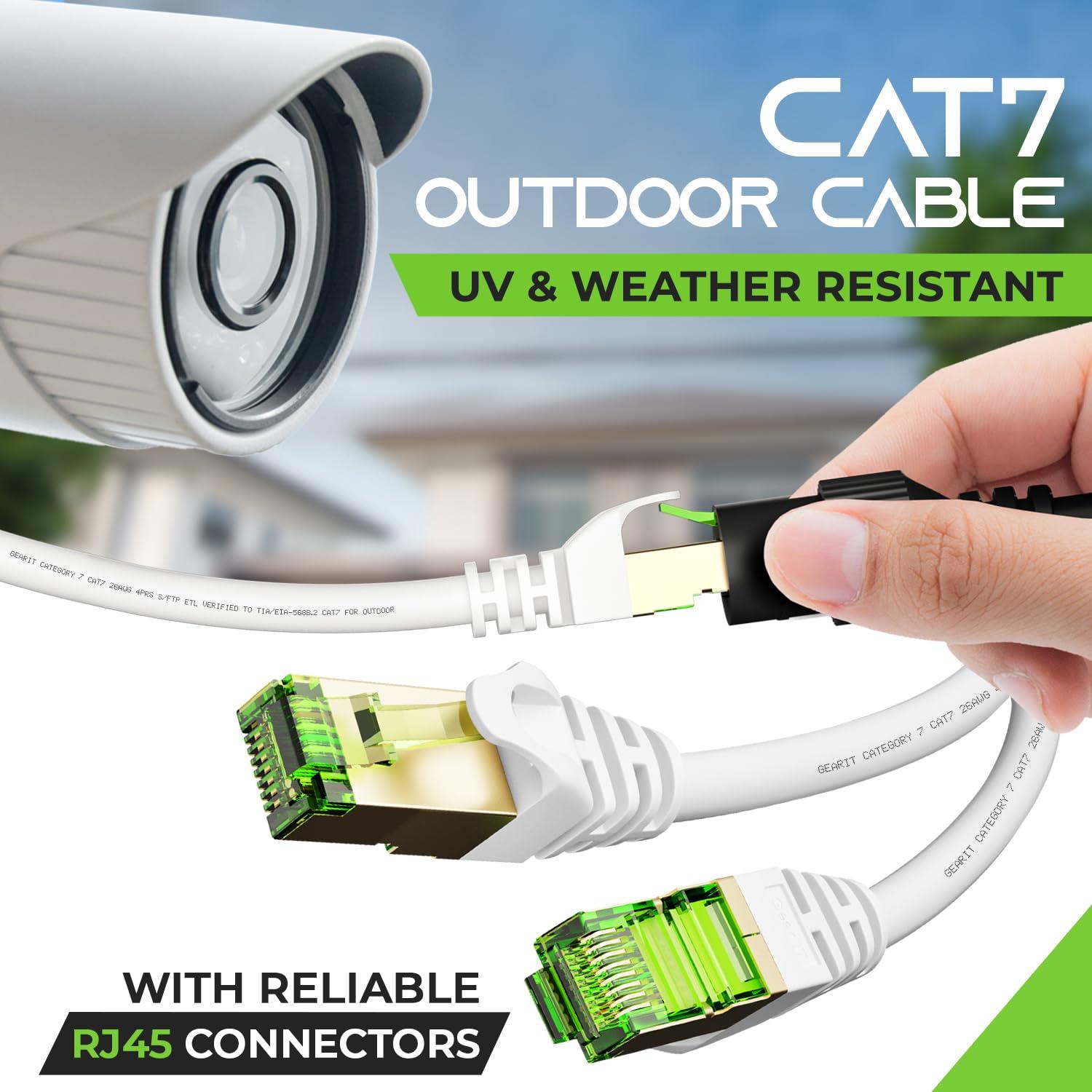 GearIT GearIT Cat7 Outdoor Ethernet Cable (100ft) SFTP Shielded Foil Twisted Pair, Pure Copper, LLDPE, Waterproof, Direct Burial, In-Ground, UV Resistant, POE, Network, LAN, Internet, Cat 7-100 Feet
