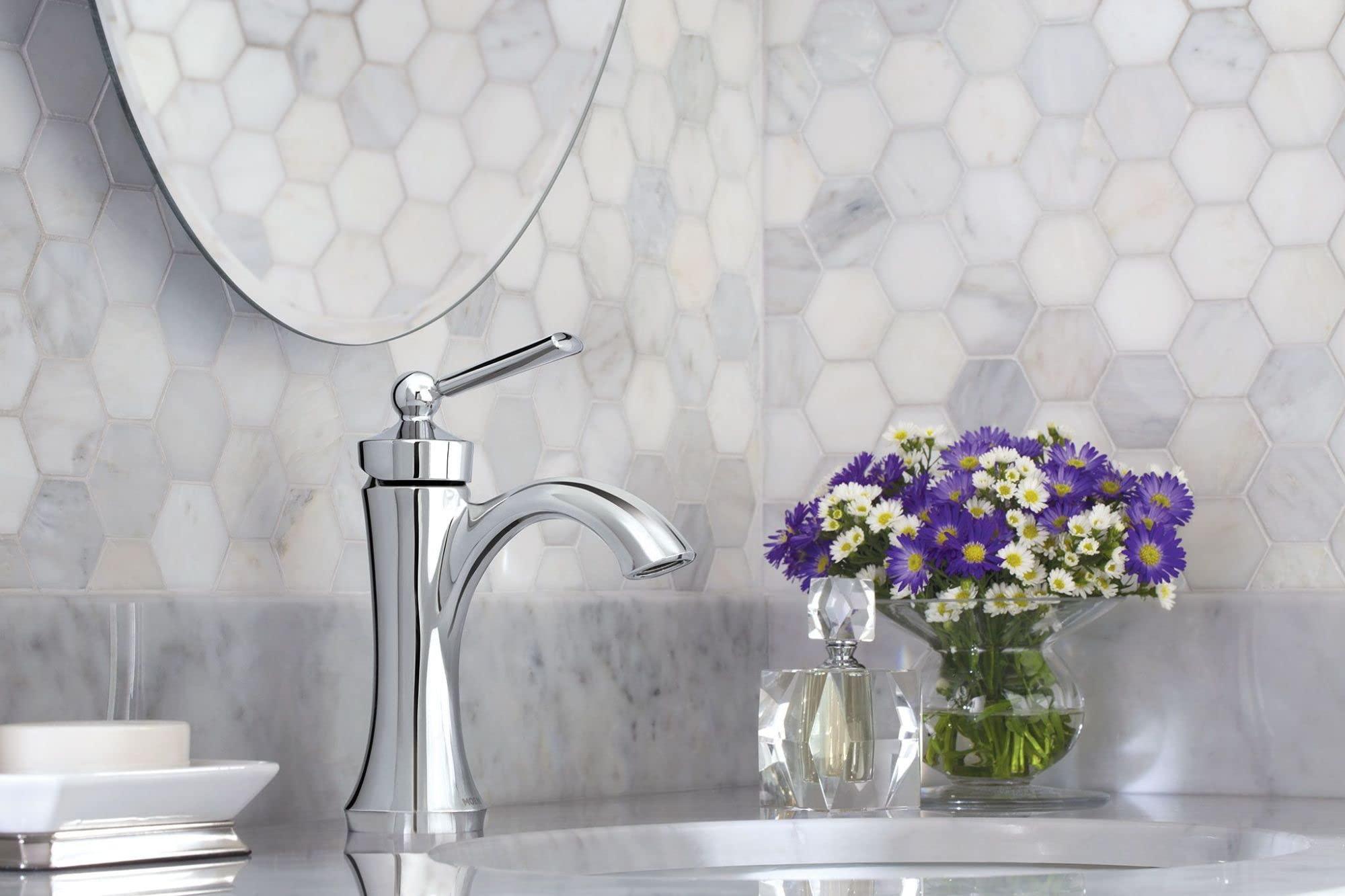 Moen Moen Wynford Chrome One-Handle High-Arc Bathroom Faucet with Drain Assembly for One or Three Hole Setups, 4500