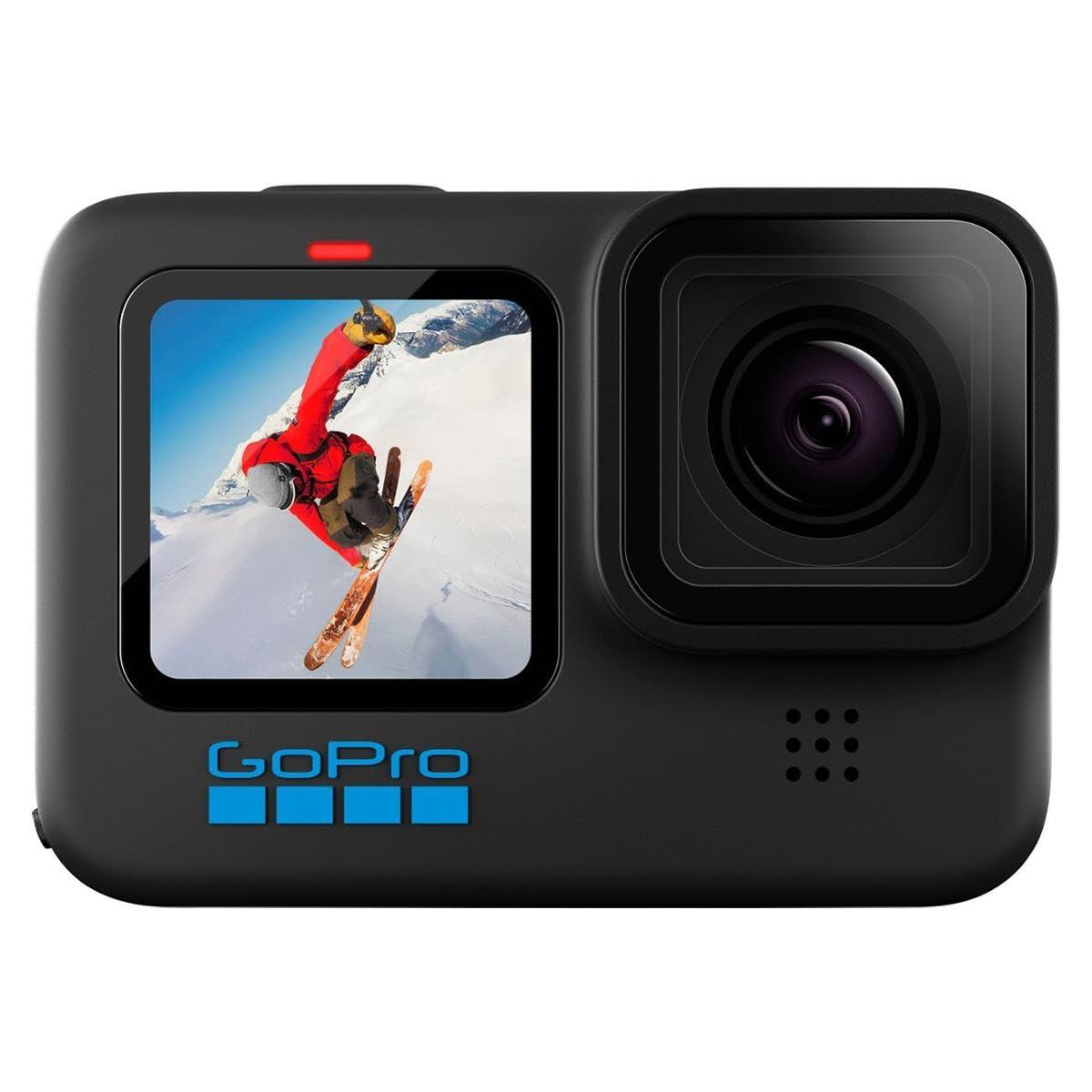 GoPro GoPro HERO10 Black Accessory Bundle - Includes HERO10 Camera, Shorty (Mini Extension Pole + Grip), Magnetic Swivel Clip, Rechargeable Batteries (2 Total), and Camera Case