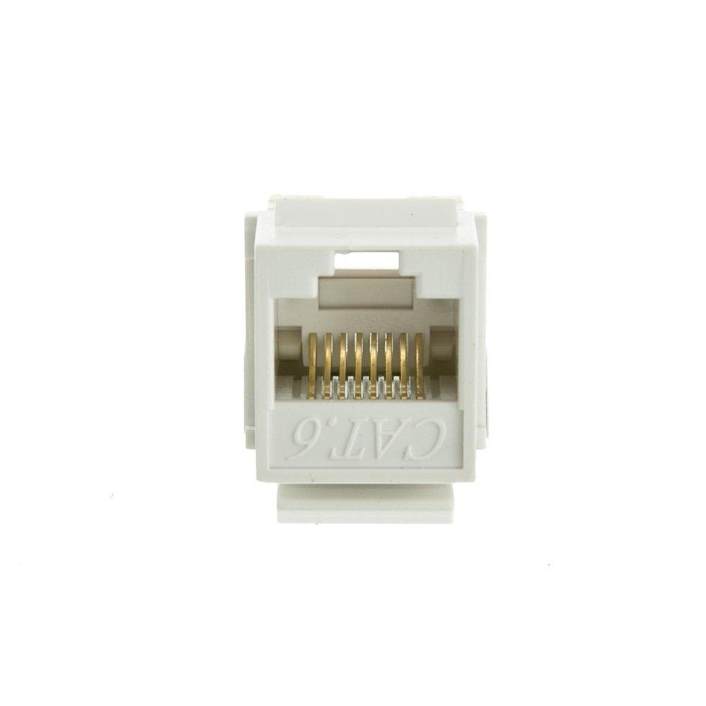 CableWholesale CableWholesale Cat6 Keystone Jack, White, RJ45 Female to 110 Punch Down