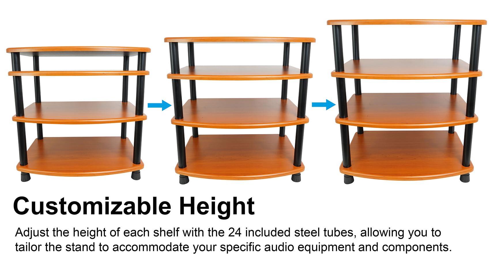 Rockville Rockville Bundle FLX Classic Wood Adjustable Height 4 Shelf Home Theater A/V Rack Stand Bundle Shelf for FLX Classic Wood Add-On Shelf + Tubes for FLX (2 Items)