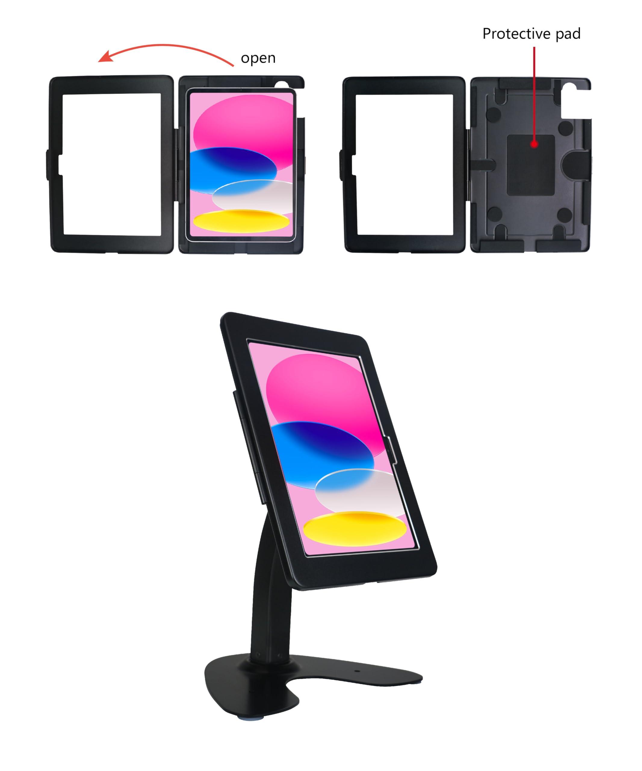 DDSHOW DDSHOW Desktop Anti-Theft Kiosk Stand Security POS Stand with Locking Enclosure for 2022 iPad 10.9\" 10th Gen.Excluding 10.9\" iPad Air,360 Swivel(Black)