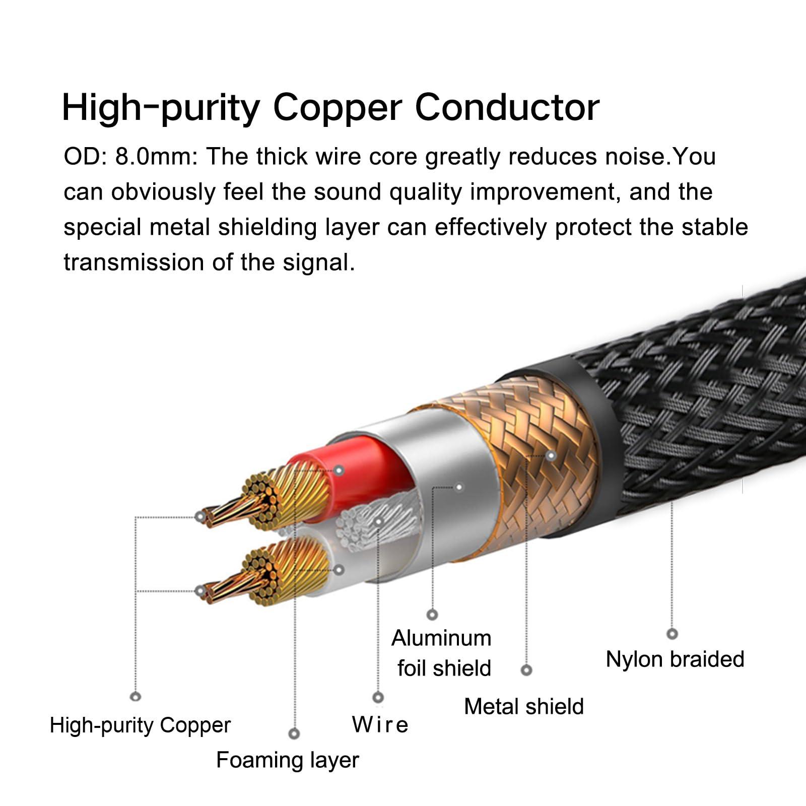 SKW SKW Digital Coaxial Cable RCA to RCA Multiple Shield with Ultra-high Purity Copper Subwoofer Cable for HiFi Systems 9.8ft/3M
