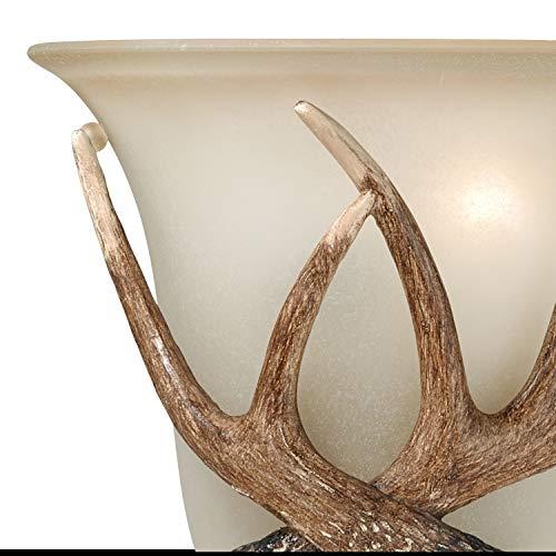 VAXCEL VAXCEL Yoho 1 Light Bronze Rustic Antler Flush Wall Sconce Cream Glass