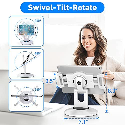 AboveTEK AboveTEK Retail Kiosk iPad Stand, 360 Rotating Commercial POS Tablet Stand, Fits 6\"-13\" (Screens) iPad Mini Pro-Business Swivel Tablet Holder, for Store Office Reception Kitchen Desktop (White)