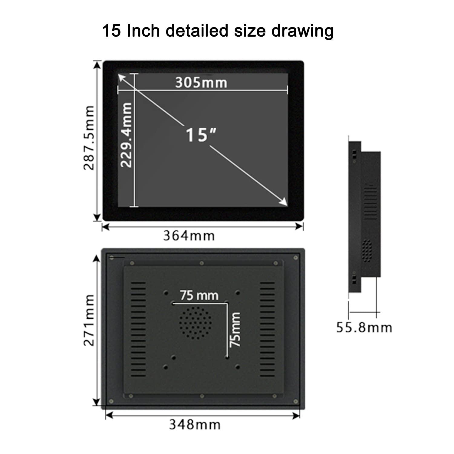 DirectNine Basics 15 Inch Resistive Touch Screen Industrial All-in-one PC WiFi with LAN Win10 (4GB RAM 512GB SSD, Core i5-6200U)